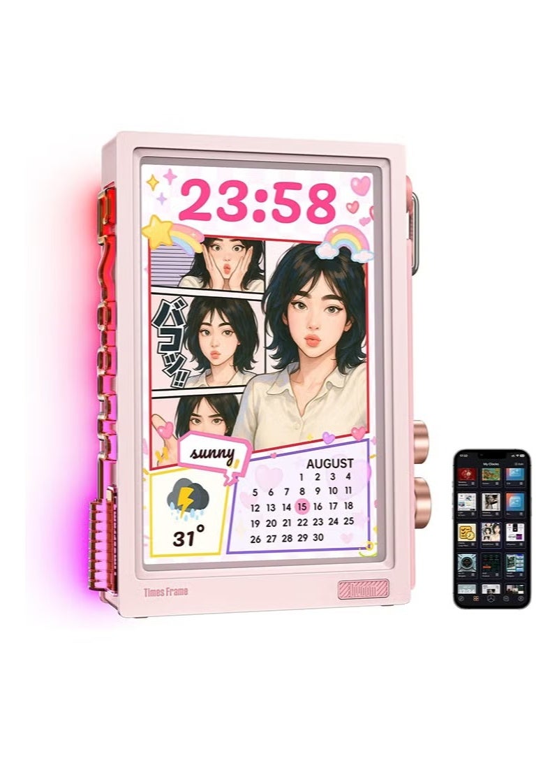 Divoom Times Frame-10.1" Digital Picture Frame Transparent IPS Smart Linux OS with RGBLED Rotary Knob WiFi 64GB 400+Clock Faces Widget 50+API Feeds Gift Mode Pixel Art Community Personalized Display - Image 1